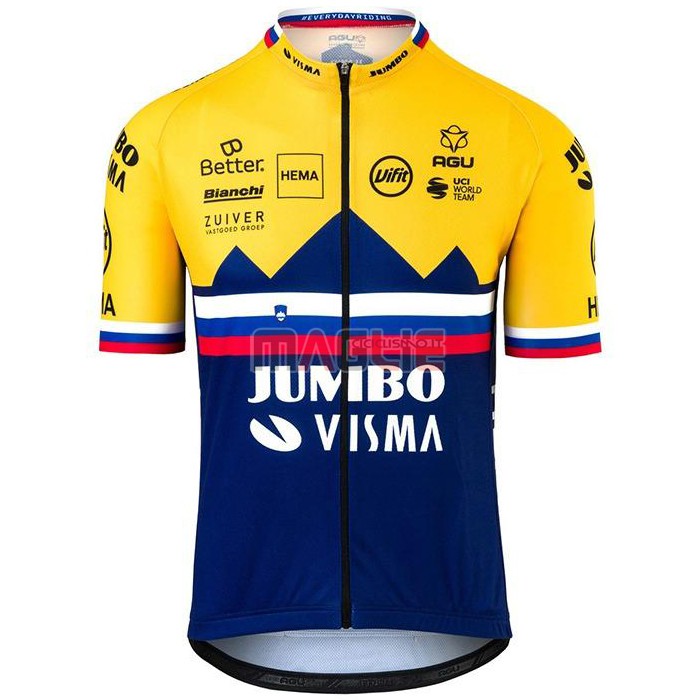 Maglia Jumbo Visma Manica Corta 2020 Visma Giallo Blu